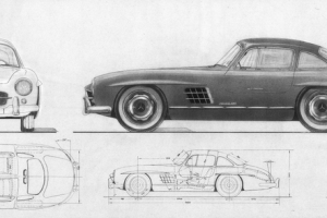 Szyba do Mercedes 300SL W198 GULLWING 04