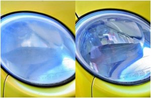 efekt przed i po polerowaniu reflektora