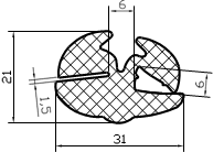 Uszczelka z klinem szeroka 31x21 008
